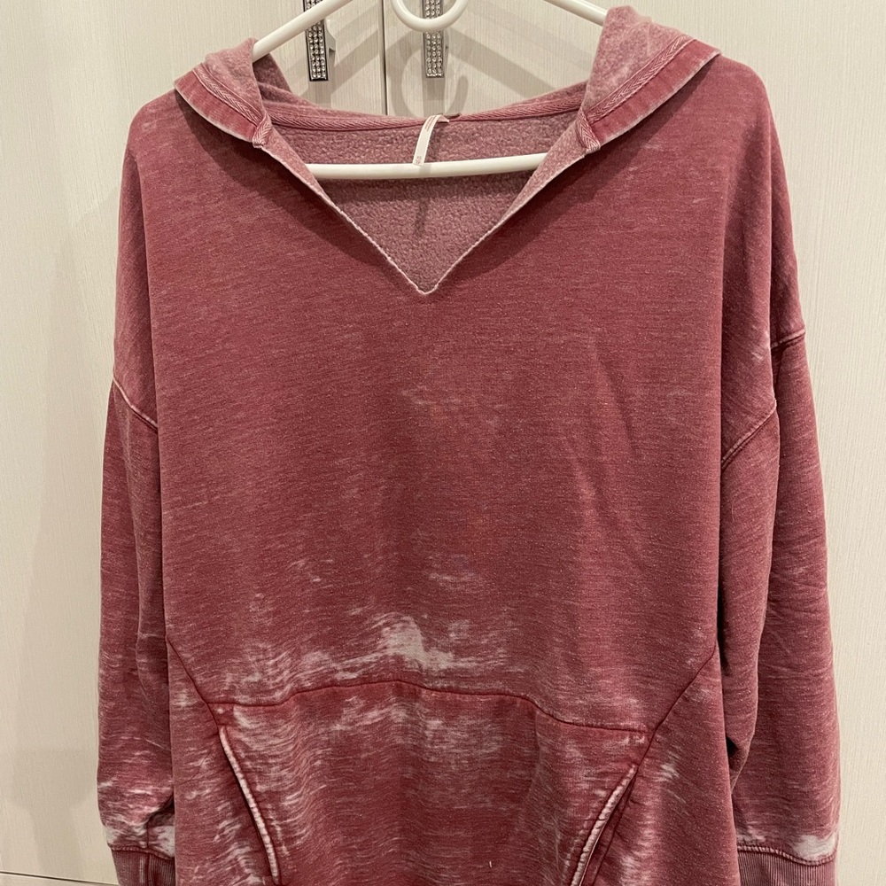 Ladies Free People Cozy Red Long Sleeve Hoodie Sweatshirt Size XS